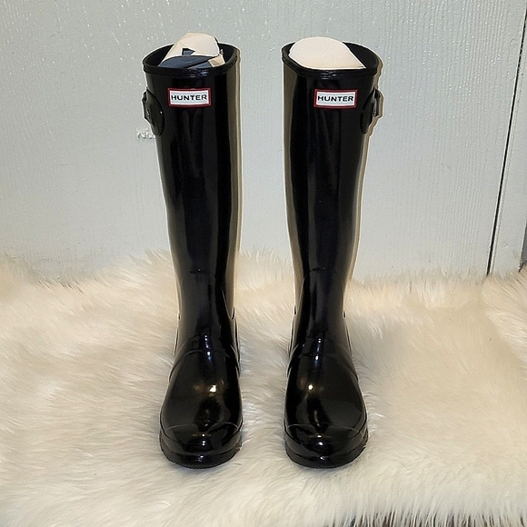 Hunter Original Tall Gloss Rain Boots Black - Picture 8 of 16